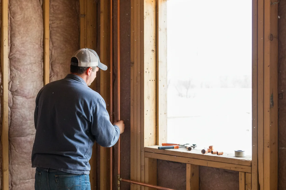 Licensed plumber running new copper supply lines in a Pinch home