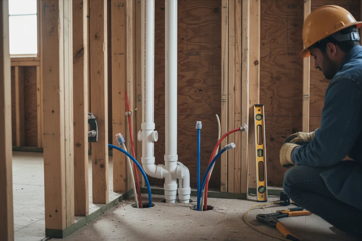 Drain and supply rough-in during Leak Detection in Pinch
