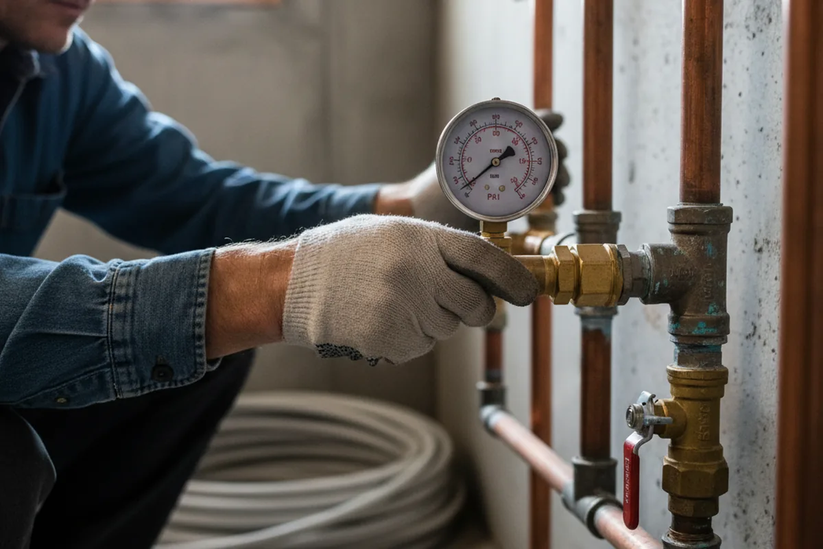 Pressure testing a repaired line during Water Line Repair in Pinch